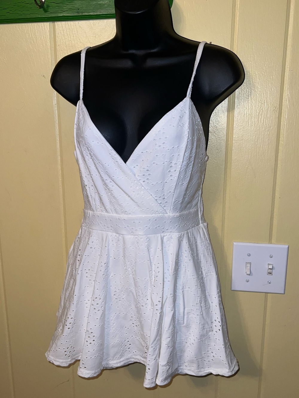 Rue21 White Eyelet Mini Dress Cottage Coquette Embroidered Shorts Romper Size M - Picture 2 of 7